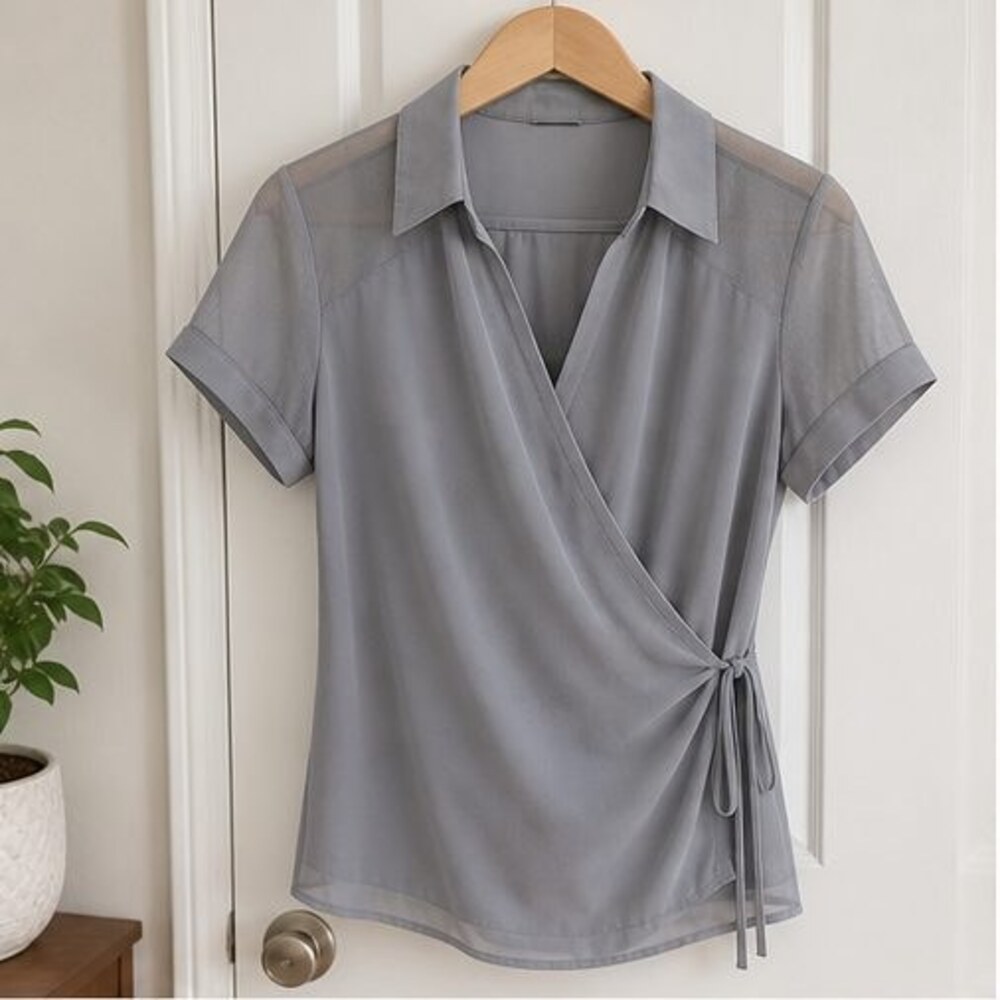 Gray Wrap Blouse